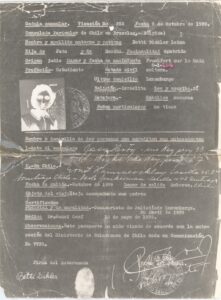 Visa para emigrar a Chile, Bruselas, Bélgica, 1939.