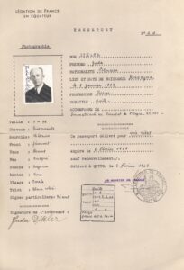 Documento de Pasaporte emitido en Quito (Ecuador) por el Ministerio Francés