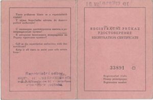Certificado de Registro de la Oficina de Repatriación Checoslovaca (I)