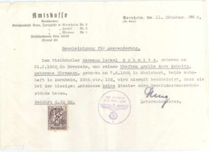 Certificado para emigrar de Alemania.