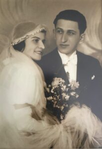 Foto del casamiento de Bernardo Bauer y Fryda Halleman, Boryslaw (Polonia), 1934.