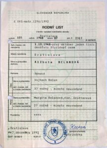 Certificado de nacimiento de Isabel Belan