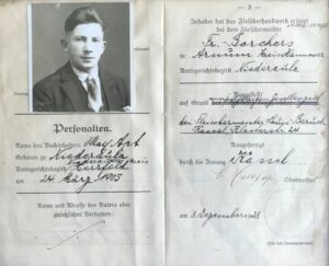 Documento de Max Apt para ejercer su profesión de Carnicero, Alemania, 1928.