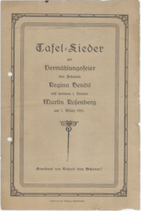 Cancionero elaborado para el casamiento de Martin Rosenberg y Regina Bendit. Alemania, 1 de Marzo 1921.