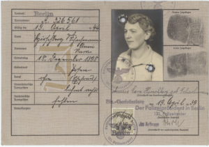 Tarjeta Identificatoria de Annie Schachman de Hirschberg. Berlín, Alemania. 19 de Abril 1939. (II)