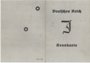Tarjeta Identificatoria de Annie Schachman de Hirschberg. Berlín, Alemania. 19 de Abril 1939. (I)